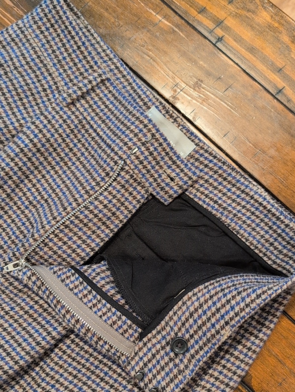 Everlane Rewool Way High Drape pants Wide leg Pleated Houndstooth - Picture 5 of 10